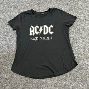 Joei & I T-Shirt Womens Size L Black AC/DC Back In Black 1980 Tour Graphic Tee